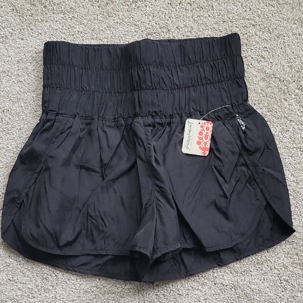 Free People Black High-Waist Smocked Women’s Shorts